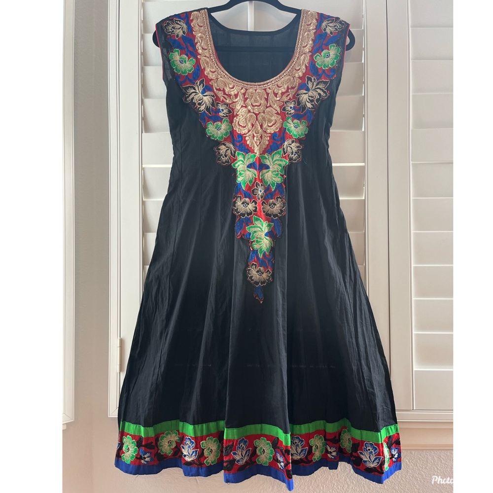 Black kurti with colorful embroidery